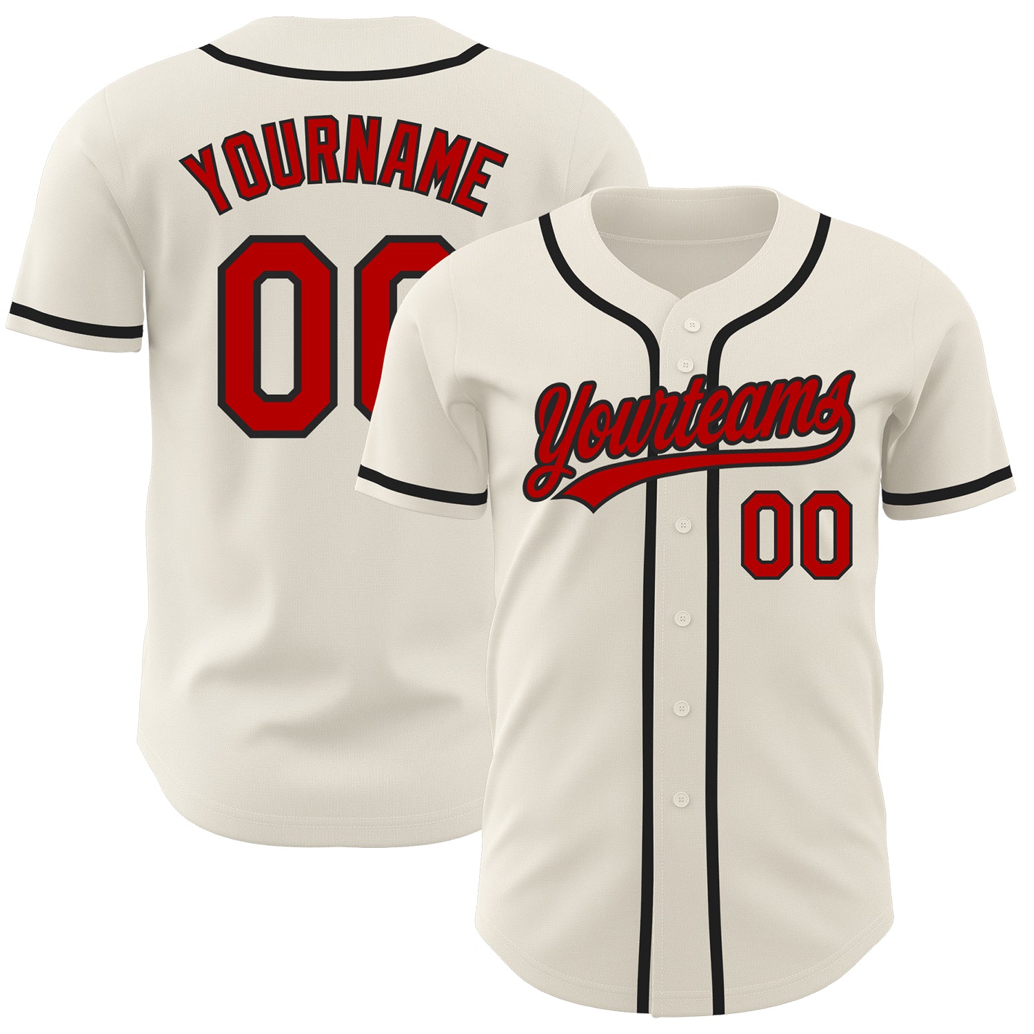 Custom Red and Black Baseball Jersey for Kids - Personalized Cream Design, Size 4 Personalized Cream Red-Black Baseball Jersey