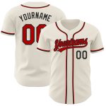 Custom Red and Black Baseball Jersey - Personalized Cream Jersey for Adults Personalized Cream Red-Black Baseball Jersey