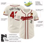 Custom Red and Black Baseball Jersey - Personalized Cream Jersey for Adults Personalized Cream Red-Black Baseball Jersey
