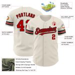 Personalized Red Black Baseball Jersey for Men, Women, Kids - Custom Cream Design Size 6 Personalized Cream Red-Black Baseball