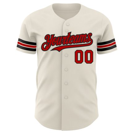 Personalized Red Black Baseball Jersey for Men, Women, Kids - Custom Cream Design Size 6 Personalized Cream Red-Black Baseball