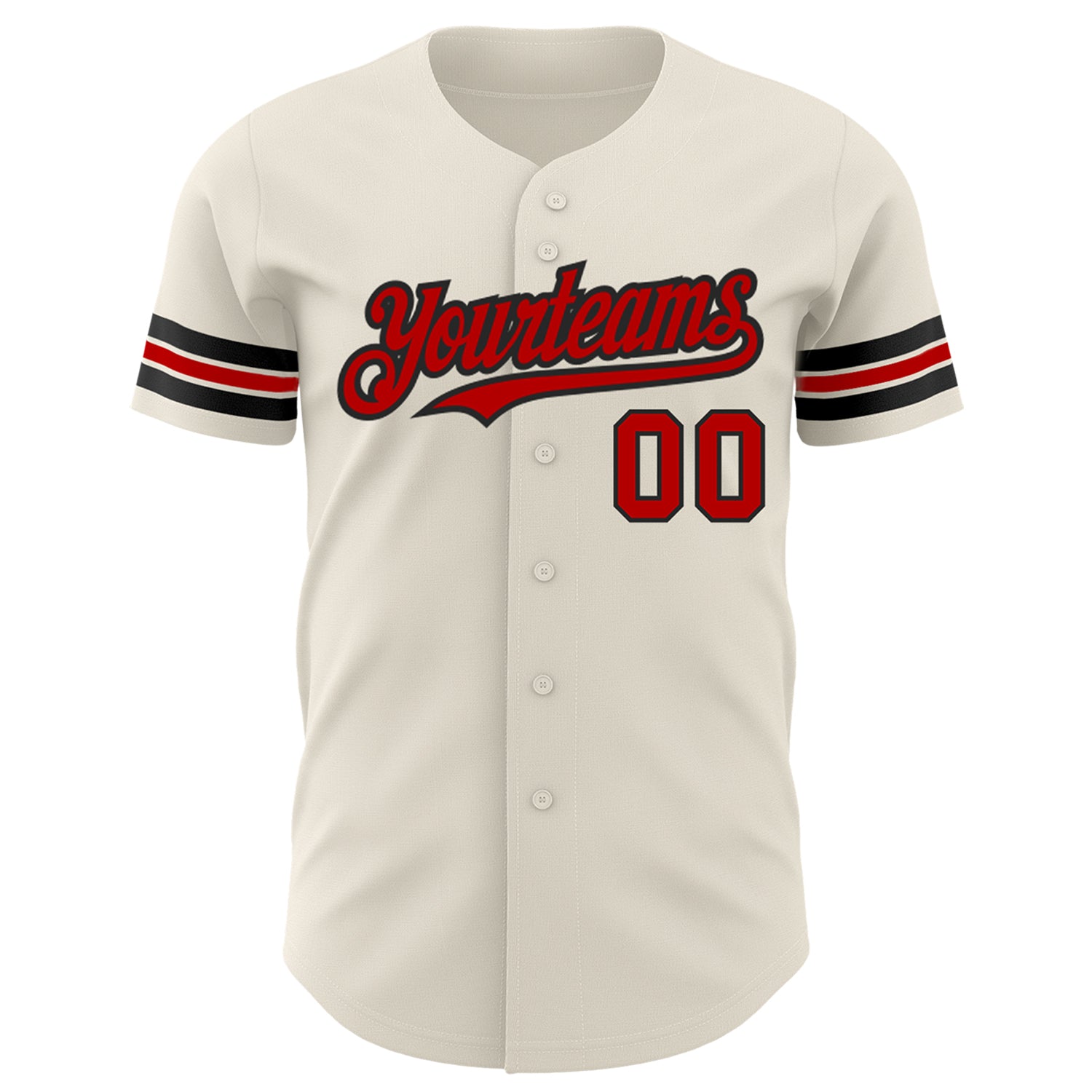 Personalized Red Black Baseball Jersey for Men, Women, Kids - Custom Cream Design Size 6 Personalized Cream Red-Black Baseball - Image 2