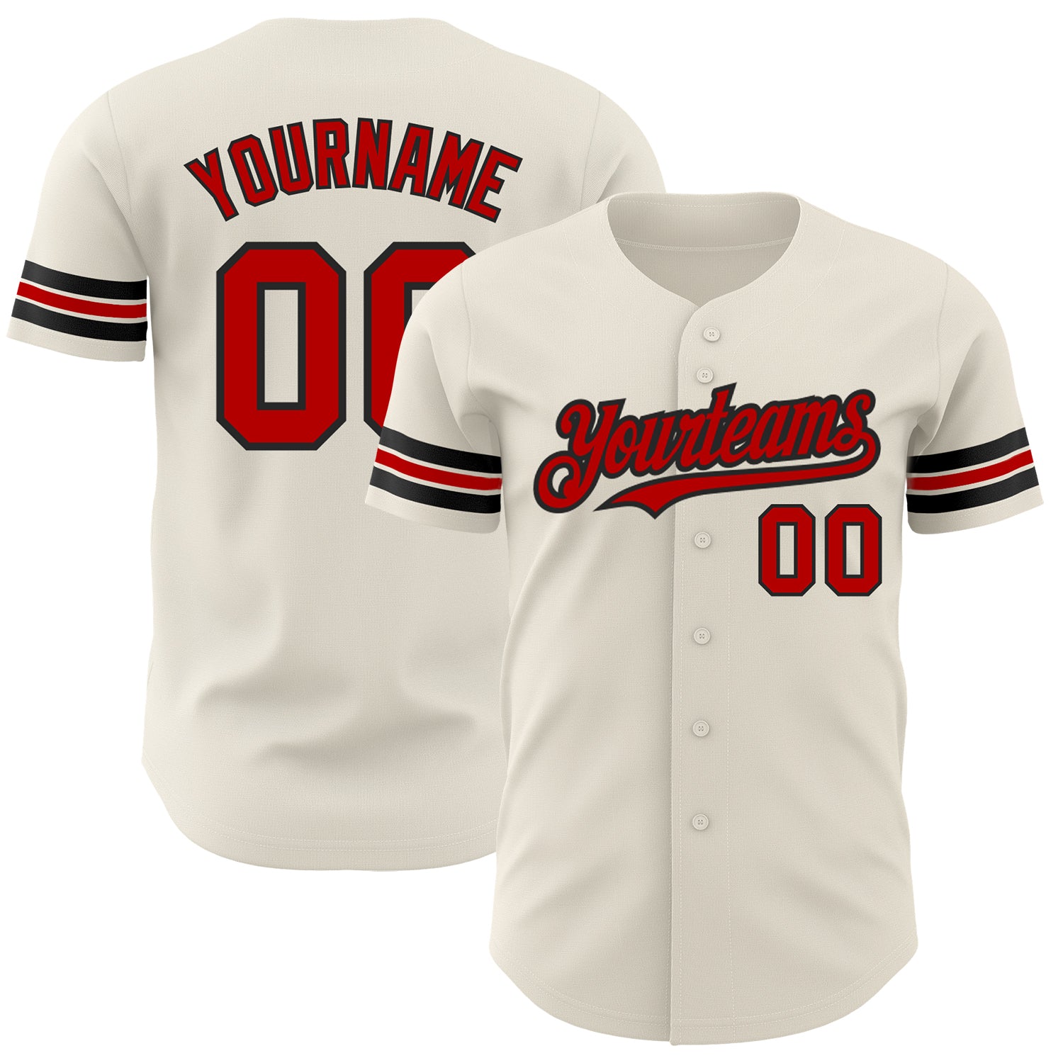 Personalized Red Black Baseball Jersey for Men, Women, Kids - Custom Cream Design Size 6 Personalized Cream Red-Black Baseball