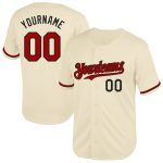 Personalized Red Black Cream Mesh Baseball Jersey for Throwback Style Personalized Cream Red-Black Mesh Throwback Baseball