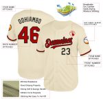 Personalized Red Black Cream Mesh Baseball Jersey for Throwback Style Personalized Cream Red-Black Mesh Throwback Baseball