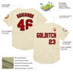 Personalized Red-Black Cream Mesh Baseball Jersey for Men Adult Throwback 3 Personalized Cream Red-Black Mesh Throwback Baseball