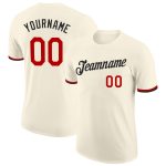 Personalized Red-Black Performance T-Shirt for Men and Women, Comfortable Cream Tee Personalized Cream Red-Black Performance