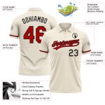 Personalized Red-Black Performance Golf Polo Shirt for Men - Cream Color - Style 2 Personalized Cream Red-Black Performance