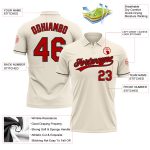 Custom Name and Number Personalized Red-Black Golf Polo Shirt - Performance Vapor Team Apparel Personalized Cream Red-Black