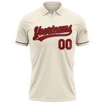 Personalized Performance Golf Polo Shirt - Cream Red-Black Design Personalized Cream Red-Black Performance Vapor Golf Polo