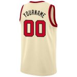 Personalized Basketball Jersey Red-Black Round Neck Rib-Knit Cream Design Personalized Cream Red-Black Round Neck Rib-Knit