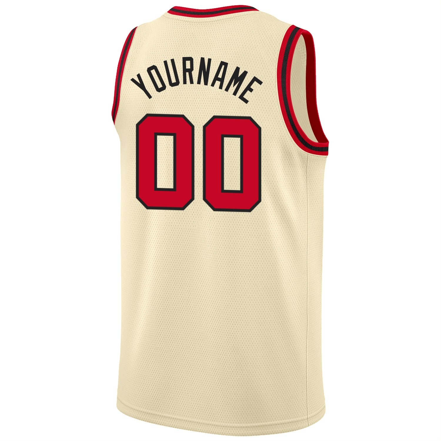 Personalized Basketball Jersey Red-Black Round Neck Rib-Knit Cream Design Personalized Cream Red-Black Round Neck Rib-Knit - Image 7