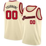 Personalized Basketball Jersey Red-Black Round Neck Rib-Knit Cream Design Personalized Cream Red-Black Round Neck Rib-Knit