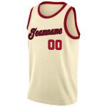 Personalized Basketball Jersey Red-Black Round Neck Rib-Knit Cream Design Personalized Cream Red-Black Round Neck Rib-Knit