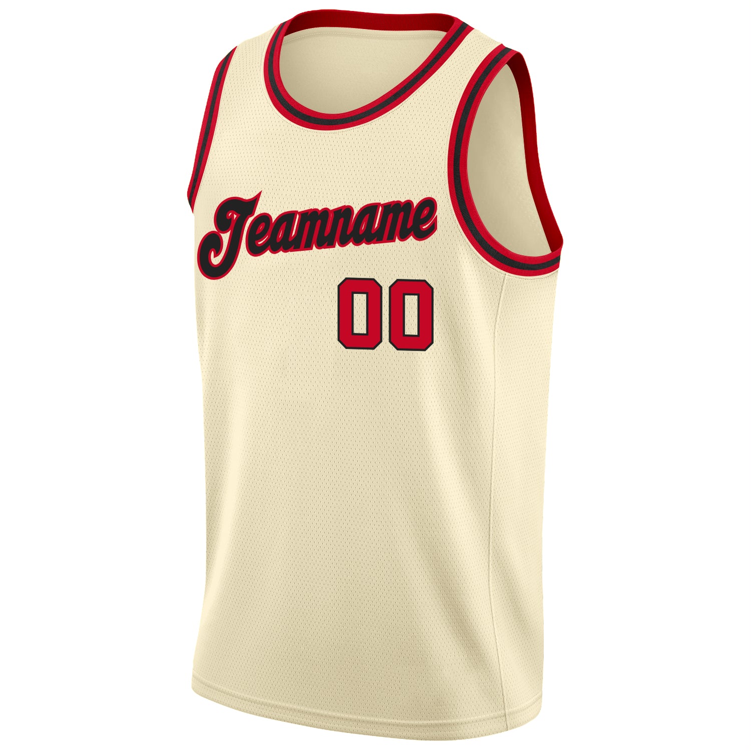 Personalized Basketball Jersey Red-Black Round Neck Rib-Knit Cream Design Personalized Cream Red-Black Round Neck Rib-Knit - Image 6