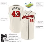 Personalized Baseball Jersey - Cream Red and Black Sleeveless Design Personalized Cream Red-Black Sleeveless Baseball Jersey