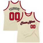 Personalized Red Black Throwback Basketball Jersey - Custom Cream Color Fit 2 Personalized Cream Red-Black Throwback Basketball