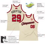 Personalized Red Black Throwback Basketball Jersey - Custom Cream Color Fit 2 Personalized Cream Red-Black Throwback Basketball