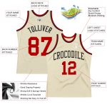 Personalized Red Black Throwback Basketball Jersey for Men - Custom Cream Design 4 Personalized Cream Red-Black Throwback