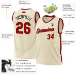 Personalized Red-Black Cream Basketball Jersey for Men, Size 6 Throwback Style Personalized Cream Red-Black Throwback Basketball