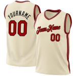 Personalized Red-Black Cream Basketball Jersey for Men, Size 6 Throwback Style Personalized Cream Red-Black Throwback Basketball