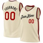 Custom Personalized Red Black Basketball Jersey 87 Throwback Style Personalized Cream Red-Black Throwback Basketball Jersey