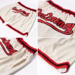 Personalized Red and Black Throwback Basketball Shorts for Men and Women Personalized Cream Red-Black Throwback Basketball