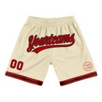 Custom Red and Black Basketball Shorts for Men - Personalized Throwback Style Personalized Cream Red-Black Throwback Basketball