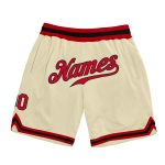 Personalized Red and Black Throwback Basketball Shorts for Men and Women Personalized Cream Red-Black Throwback Basketball