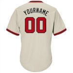 Personalized Red Black Rib-Knit Baseball Jersey Shirt - Throwback Style 2 Personalized Cream Red-Black Throwback Rib-Knit