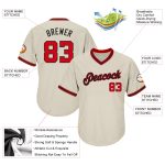 Personalized Red Black Rib-Knit Baseball Jersey Shirt - Throwback Style 2 Personalized Cream Red-Black Throwback Rib-Knit