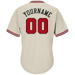 Personalized Red Black Throwback Baseball Jersey Shirt - Cream Rib-Knit Design Personalized Cream Red-Black Throwback Rib-Knit