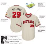 Personalized Red Black Throwback Baseball Jersey Shirt - Cream Rib-Knit Design Personalized Cream Red-Black Throwback Rib-Knit