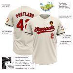 Personalized Unisex Softball Jersey - Cream Red-Black Two-Button Design Personalized Cream Red-Black Two-Button Unisex Softball