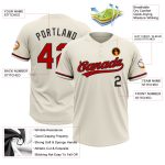 Personalized Unisex Softball Jersey - Cream Red-Black Two-Button Design, Size 3 Personalized Cream Red-Black Two-Button Unisex