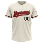 Personalized Unisex Softball Jersey - Cream Red-Black Two-Button Design, Size 3 Personalized Cream Red-Black Two-Button Unisex