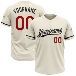 Personalized Unisex Softball Jersey - Cream Red-Black Two-Button Design 4 Personalized Cream Red-Black Two-Button Unisex