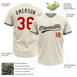 Personalized Unisex Softball Jersey - Cream Red-Black Two-Button Design 4 Personalized Cream Red-Black Two-Button Unisex