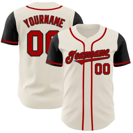 Personalized Two Tone Baseball Jersey in Cream, Red, and Black Personalized Cream Red-Black Two Tone Baseball Jersey