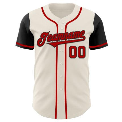 Personalized Two Tone Baseball Jersey in Cream, Red, and Black Personalized Cream Red-Black Two Tone Baseball Jersey