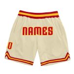 Custom Team Name & Number Red-Gold Personalized Throwback Basketball Shorts Authentic Design Personalized Cream Red-Gold