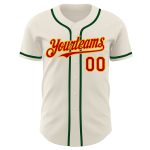 Custom Personalized Red Gold Green Baseball Jersey with Name and Number - Authentic Team Apparel Personalized Cream Red Gold-Green