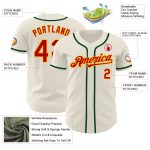 Custom Personalized Red Gold Green Baseball Jersey with Name and Number - Authentic Team Apparel Personalized Cream Red Gold-Green