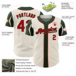 Personalized Custom Name Number Baseball Jersey in Cream Red-Green Arm Shapes - Authentic Team Apparel Personalized Cream