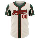 Personalized Custom Name Number Baseball Jersey in Cream Red-Green Arm Shapes - Authentic Team Apparel Personalized Cream