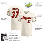 Custom Name and Number Authentic Baseball Jersey | Personalized Red-Green Team Jersey Personalized Cream Red-Green Authentic