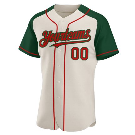 Custom Name Number Baseball Jersey - Personalized Cream Red-Green Authentic Raglan Sleeves Design Personalized Cream Red-Green