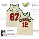 Custom Authentic Basketball Jersey - Personalized Cream Red-Green Throwback with Name & Number Personalized Cream Red-Green