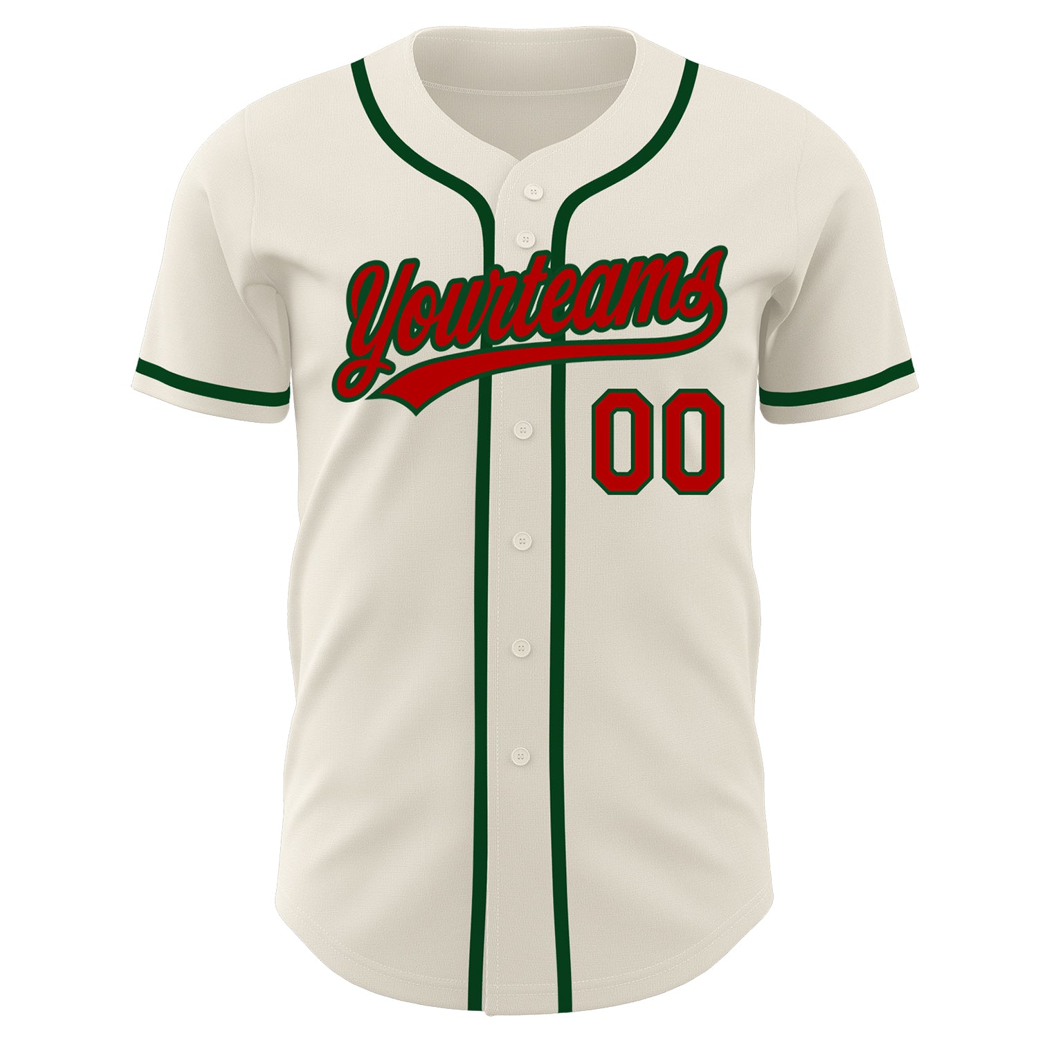 Personalized Red-Green Cream Baseball Jersey for Men and Women Personalized Cream Red-Green Baseball Jersey 2 - Image 2