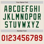 Custom Name Number Varsity Letterman Jacket Personalized Cream Red Green Bomber Full-Snap Personalized Cream Red-Green Bomber